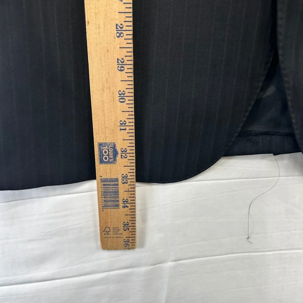 Daniel Cremieux Blazer Mens 40L Black Pinstripe Loro Piana Super 160s Wool *